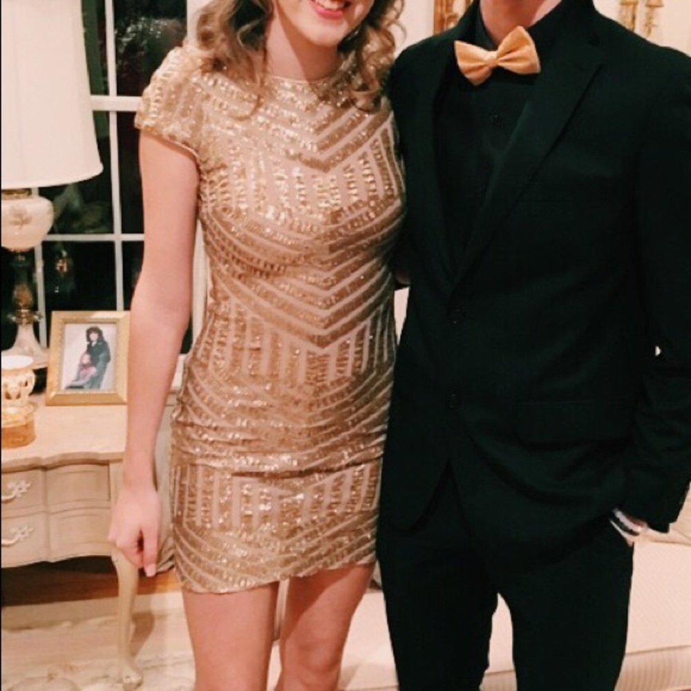 Gold Sequin Formal Dress